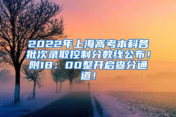 2022年上海高考本科各批次录取控制分数线公布！附18：00整开启查分通道！