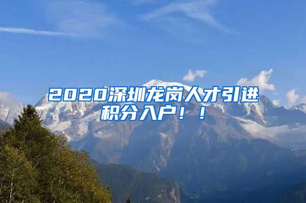 2020深圳龙岗人才引进积分入户！！