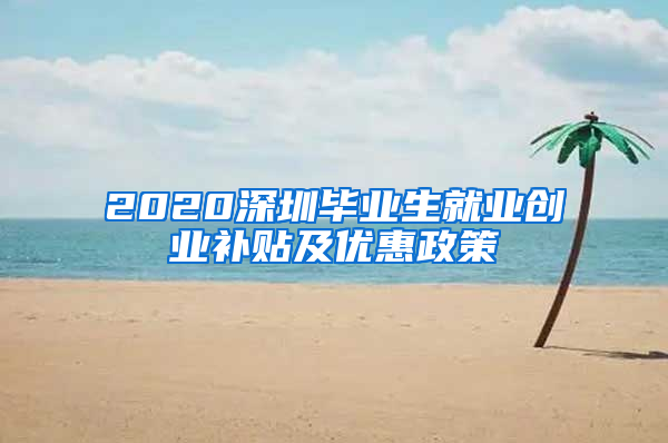 2020深圳毕业生就业创业补贴及优惠政策