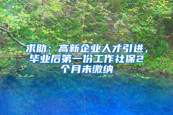 求助：高新企业人才引进，毕业后第一份工作社保2个月未缴纳