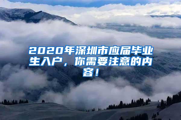 2020年深圳市应届毕业生入户，你需要注意的内容！