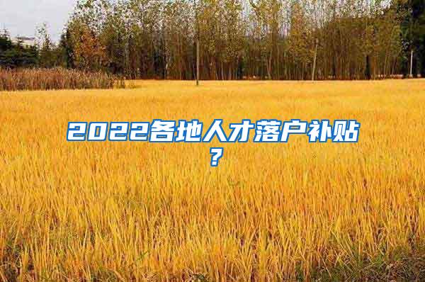 2022各地人才落户补贴？