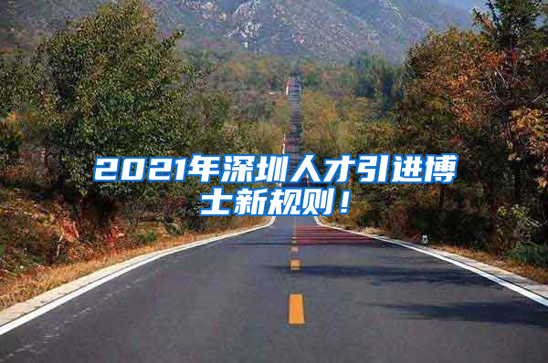 2021年深圳人才引进博士新规则！