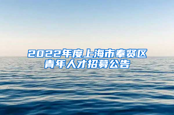 2022年度上海市奉贤区青年人才招募公告