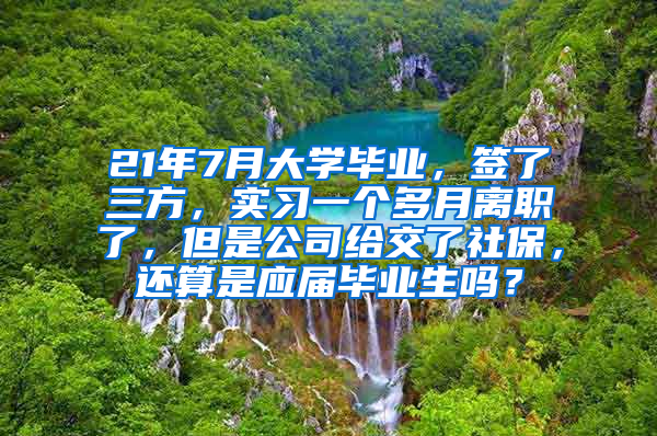 21年7月大学毕业，签了三方，实习一个多月离职了，但是公司给交了社保，还算是应届毕业生吗？