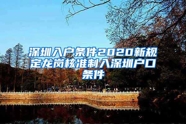 深圳入户条件2020新规定龙岗核准制入深圳户口条件