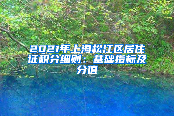 2021年上海松江区居住证积分细则：基础指标及分值