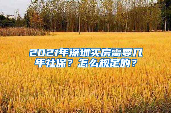 2021年深圳买房需要几年社保？怎么规定的？