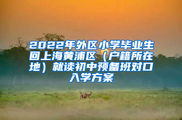 2022年外区小学毕业生回上海黄浦区（户籍所在地）就读初中预备班对口入学方案