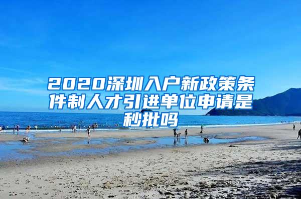 2020深圳入户新政策条件制人才引进单位申请是秒批吗