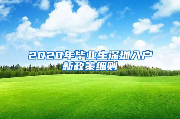 2020年毕业生深圳入户新政策细则