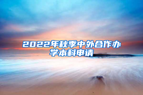 2022年秋季中外合作办学本科申请