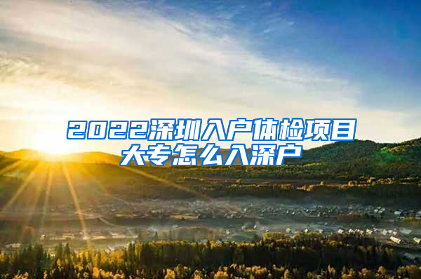 2022深圳入户体检项目大专怎么入深户