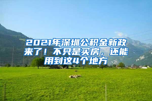 2021年深圳公积金新政来了！不只是买房，还能用到这4个地方