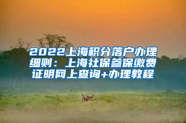 2022上海积分落户办理细则：上海社保参保缴费证明网上查询+办理教程