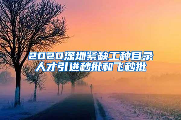 2020深圳紧缺工种目录人才引进秒批和飞秒批