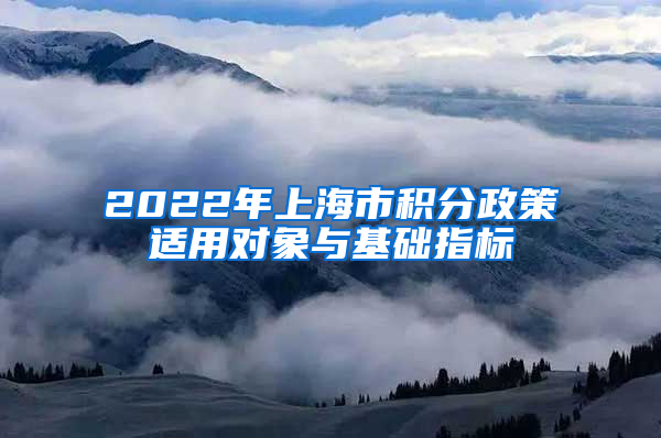 2022年上海市积分政策适用对象与基础指标