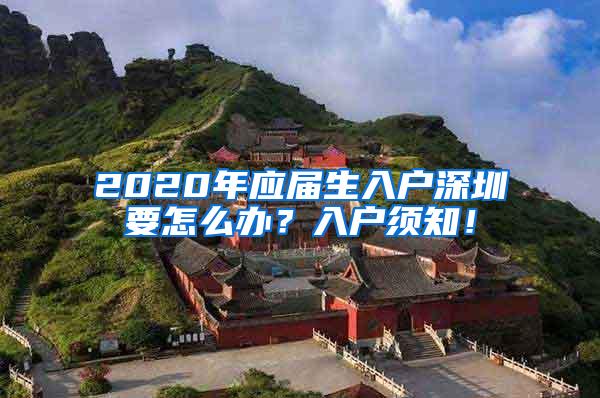 2020年应届生入户深圳要怎么办？入户须知！