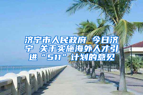 济宁市人民政府 今日济宁 关于实施海外人才引进“511”计划的意见