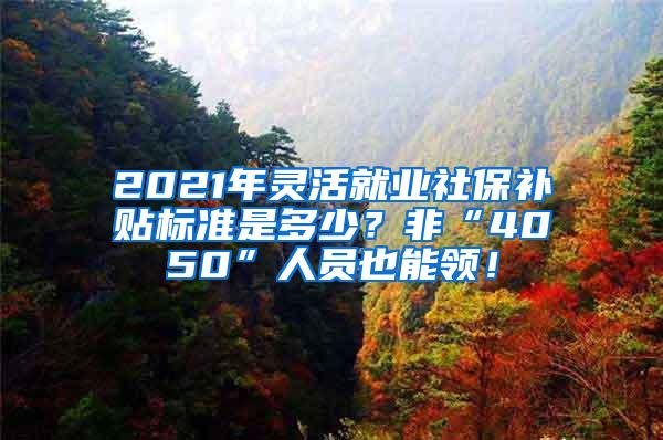 2021年灵活就业社保补贴标准是多少？非“4050”人员也能领！