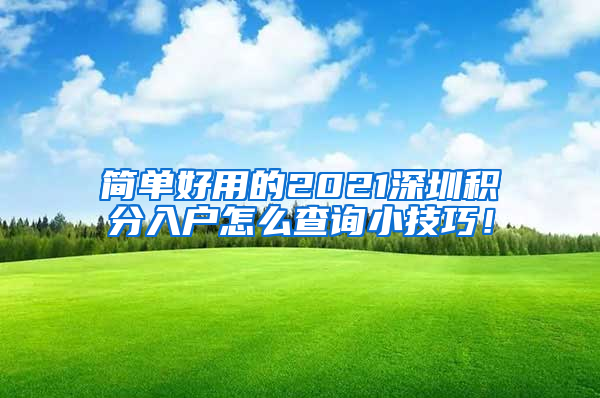 简单好用的2021深圳积分入户怎么查询小技巧！