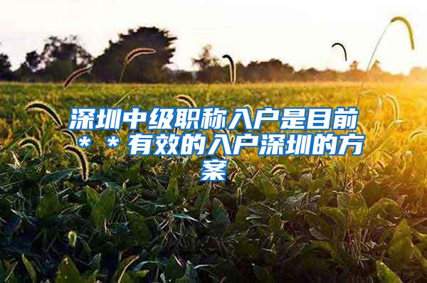 深圳中级职称入户是目前＊＊有效的入户深圳的方案