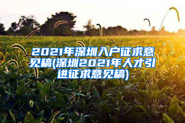 2021年深圳入户征求意见稿(深圳2021年人才引进征求意见稿)