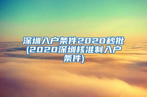 深圳入户条件2020秒批(2020深圳核准制入户条件)