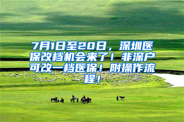 7月1日至20日，深圳医保改档机会来了！非深户可改一档医保！附操作流程！