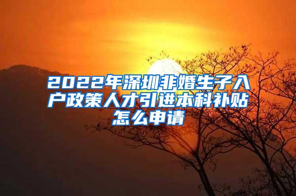 2022年深圳非婚生子入户政策人才引进本科补贴怎么申请