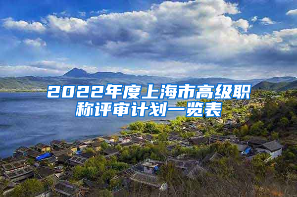 2022年度上海市高级职称评审计划一览表