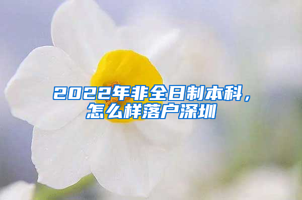 2022年非全日制本科，怎么样落户深圳