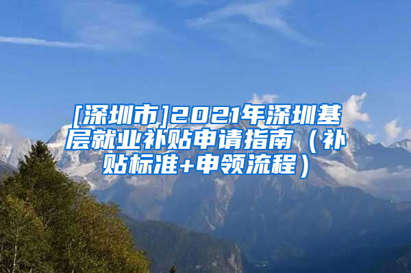 [深圳市]2021年深圳基层就业补贴申请指南（补贴标准+申领流程）