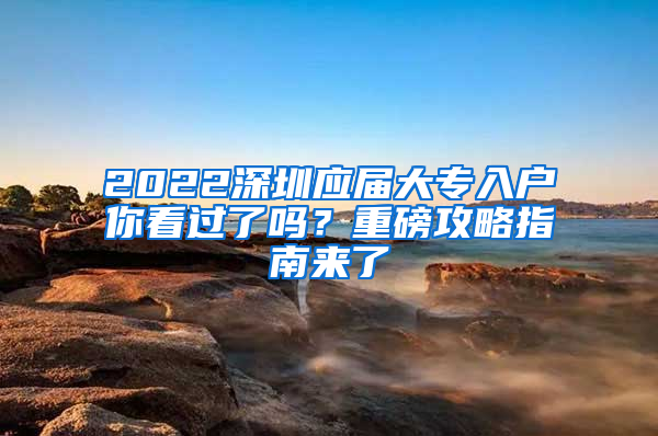 2022深圳应届大专入户你看过了吗？重磅攻略指南来了