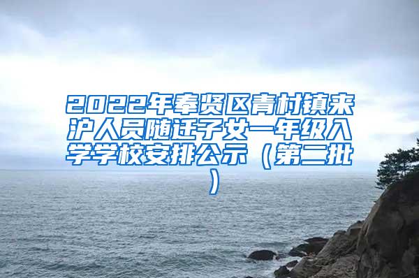 2022年奉贤区青村镇来沪人员随迁子女一年级入学学校安排公示（第二批）