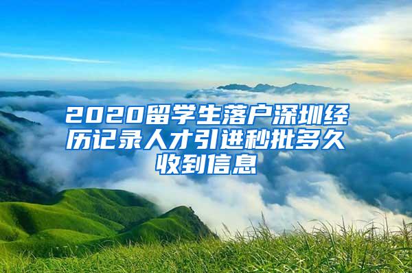 2020留学生落户深圳经历记录人才引进秒批多久收到信息