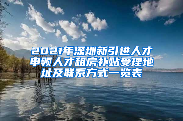 2021年深圳新引进人才申领人才租房补贴受理地址及联系方式一览表