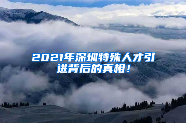 2021年深圳特殊人才引进背后的真相！