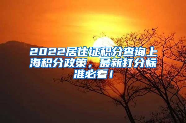 2022居住证积分查询上海积分政策，最新打分标准必看！