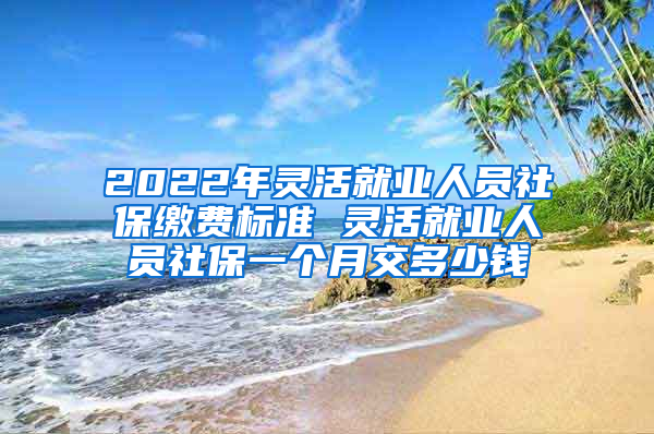 2022年灵活就业人员社保缴费标准 灵活就业人员社保一个月交多少钱