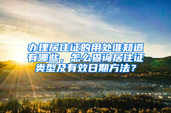 办理居住证的用处谁知道有哪些，怎么查询居住证类型及有效日期方法？