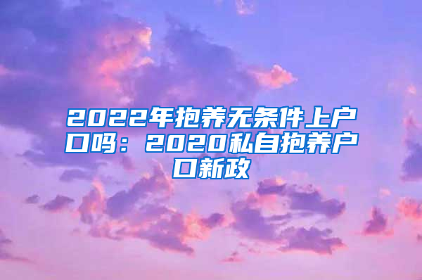 2022年抱养无条件上户口吗：2020私自抱养户口新政