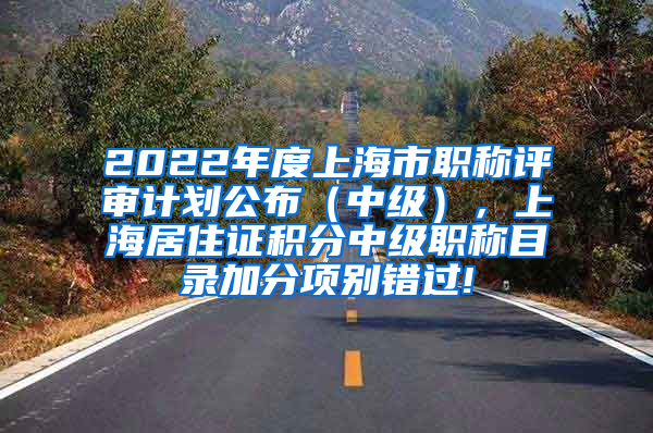 2022年度上海市职称评审计划公布（中级），上海居住证积分中级职称目录加分项别错过!