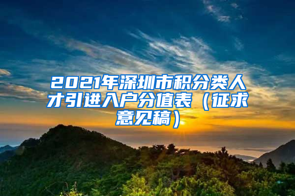 2021年深圳市积分类人才引进入户分值表（征求意见稿）