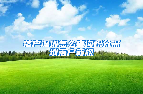 落户深圳怎么查询积分深圳落户新规