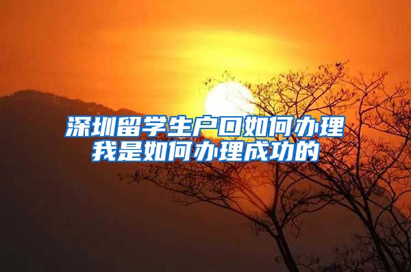 深圳留学生户口如何办理我是如何办理成功的