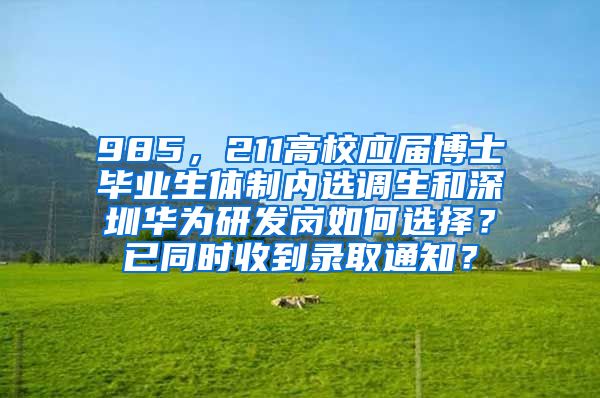 985，211高校应届博士毕业生体制内选调生和深圳华为研发岗如何选择？已同时收到录取通知？