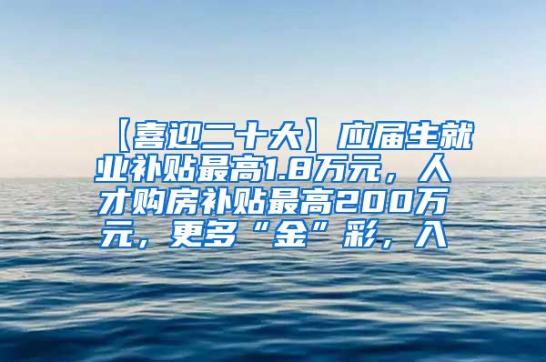 【喜迎二十大】应届生就业补贴最高1.8万元，人才购房补贴最高200万元，更多“金”彩，入↓