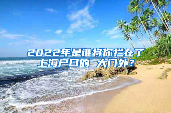 2022年是谁将你拦在了上海户口的 大门外？