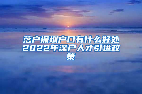 落户深圳户口有什么好处2022年深户人才引进政策